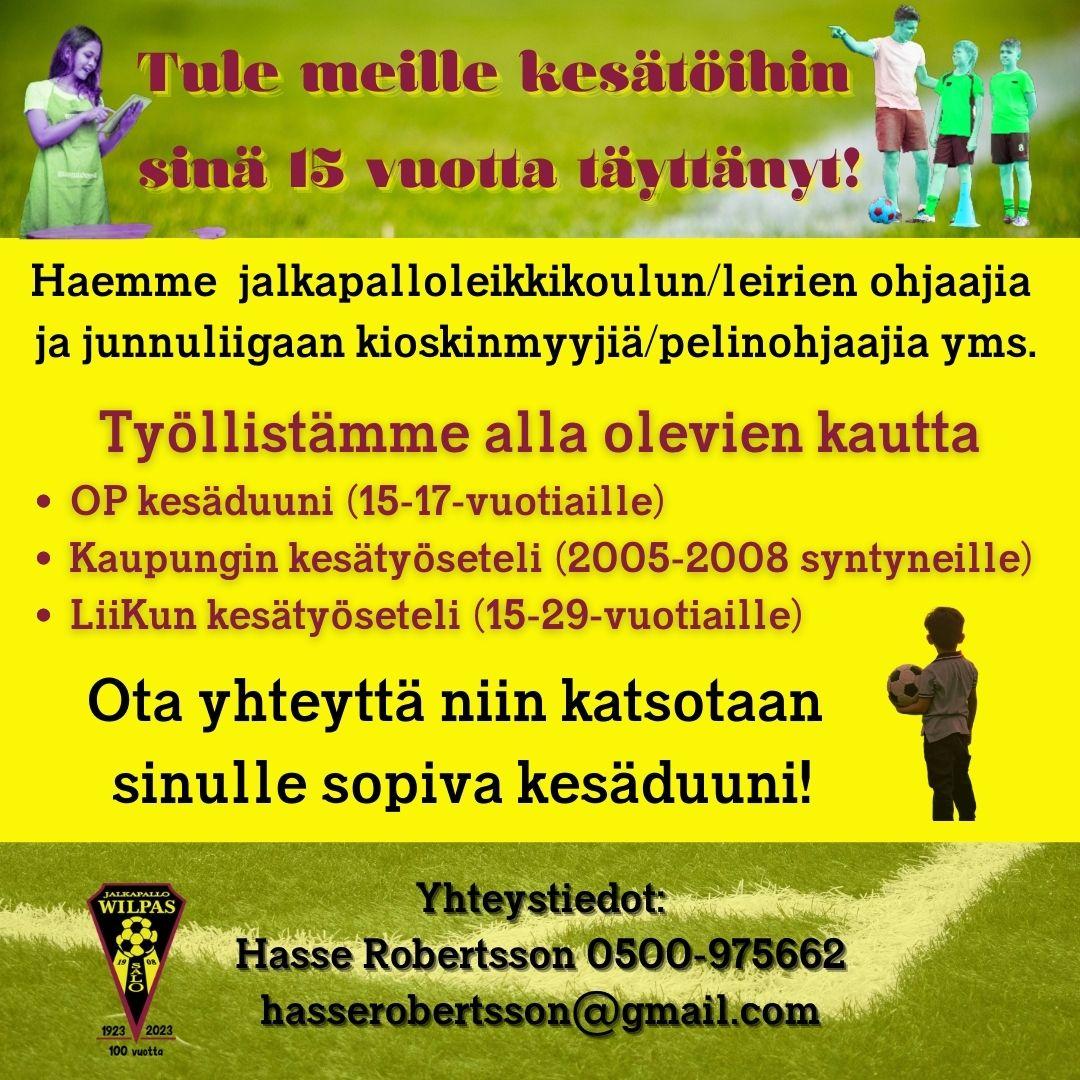 Tule meille kes t ihin salon wilpas jalkapallojuniorit